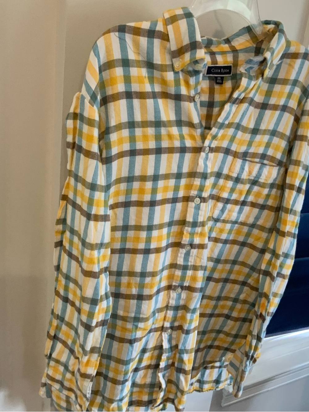 Club Room Yellow & Green Plaid Button-Up Shirt size XXL. SKU 3176